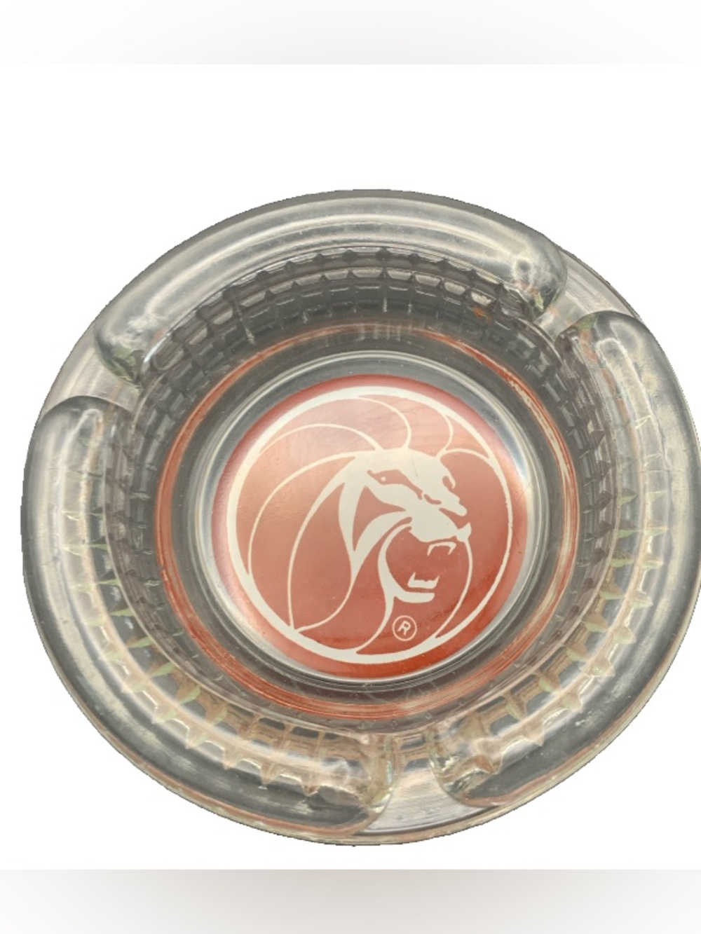 Vintage Ashtray MGM Grand Hotel Casino Las Vegas Classic Lion Head 3 Slot Glass